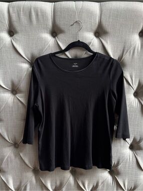 Christopher & Banks Black Long-Sleeve Scoop Neck Tee